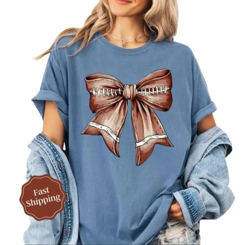 Football Bow Shirt Football Womenswear Shirt Top Womensweater T-Shirts, Hoodie, Sweatshirt - T-Shirt, Sweatshirt, Hoodie