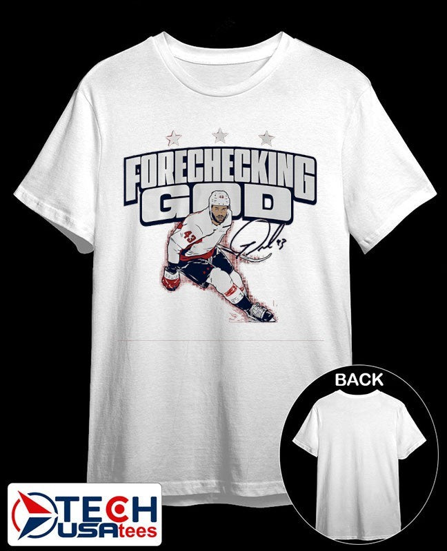 Forechecking God Tom Wilson Washington Capitals Hockey signature shirt Unisex T-shirt, Sweatshirt, Hoodie, Long Sleeve Tee - T-Shirt, Sweatshirt, Hoodie
