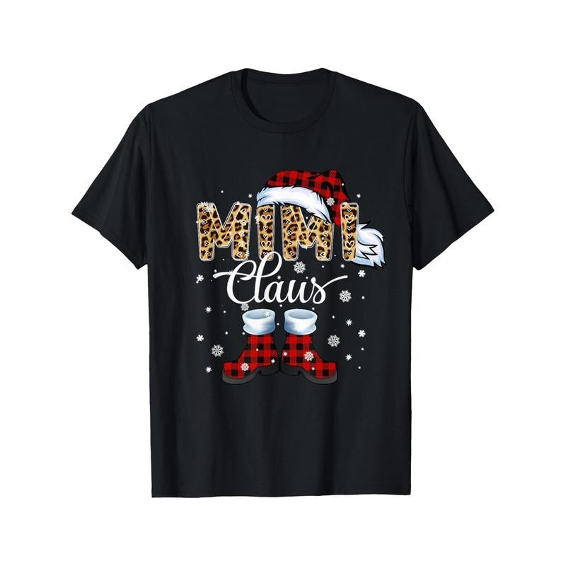 Four Seasons Comfortable Cotton Mimi Claus Leopard Buffalo Plaid Pajama Xmas Casual Round Neck Short Sleeve Personality Print Pattern Made USA T-Shirts, Hoodie, Sweatshirt - T-Shirt, Sweatshirt, Hoodie