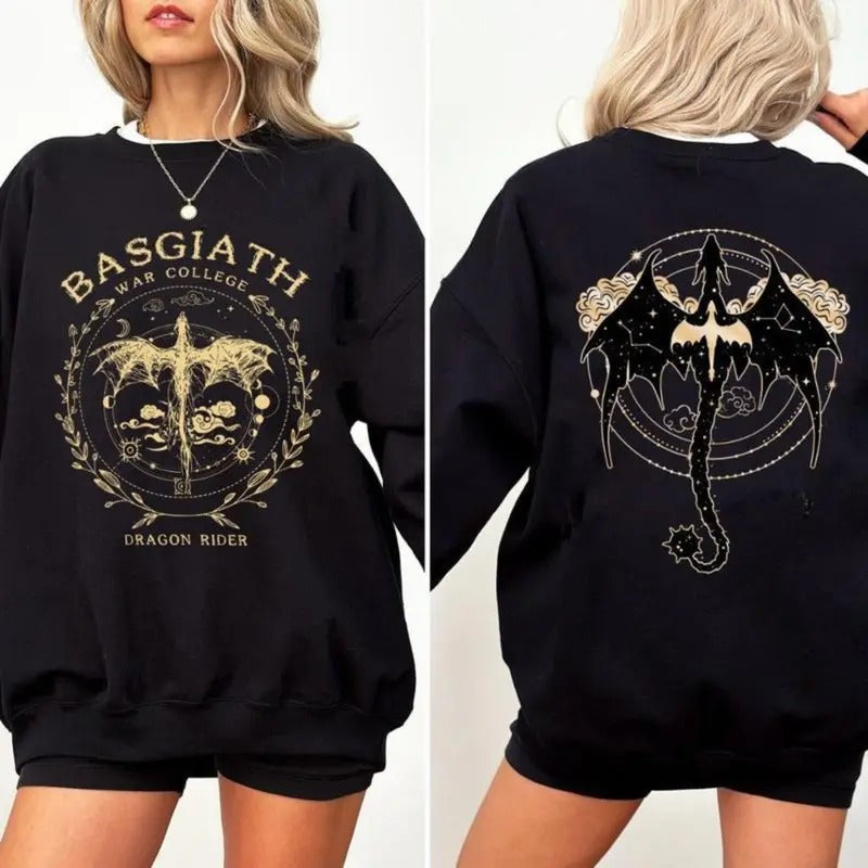 Fourth Wing Double Sided Basgiath War College Shirt War College Daily Casual T-Shirts, Hoodie, Sweatshirt - T-Shirt, Sweatshirt, Hoodie