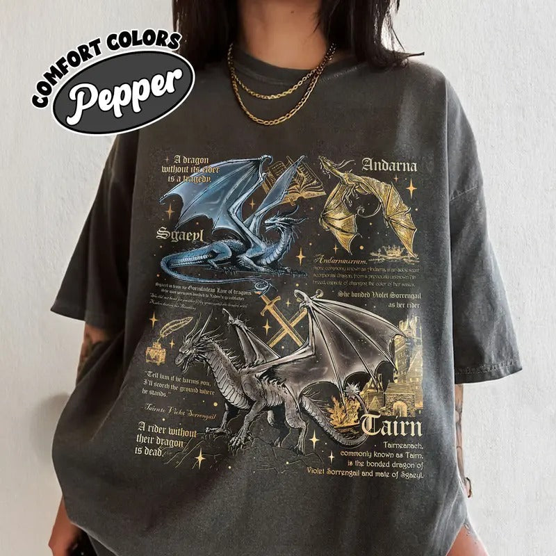 Fourth Wing Dragon Comfort Colors Shirt Tairn Andarna Sgaeyl Dragon Dragon Rider Basgiath College Bookish Reader T-Shirts, Hoodie, Sweatshirt - T-Shirt, Sweatshirt, Hoodie