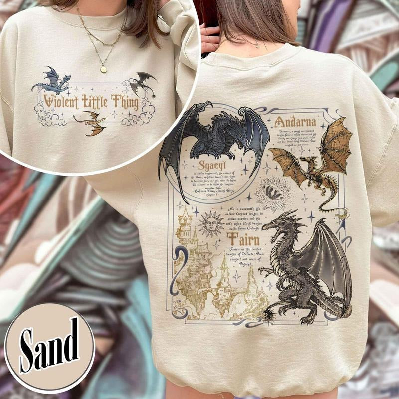 Fourth Wing Dragon Dragon Rider Violent Little Thing Tairn & Andarna Dragon Basgiath War College Shirt Book Lover Shirt T-Shirts, Hoodie, Sweatshirt - T-Shirt, Sweatshirt, Hoodie