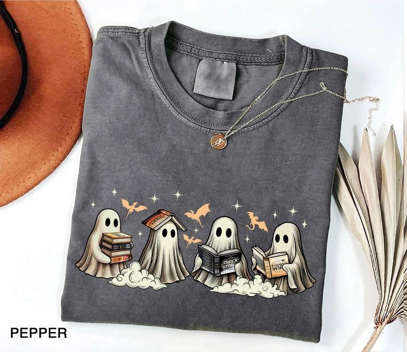Fourth Wing Ghost Book Shirt Ghost Bookish Shirt Book Ghost Halloween Book Lovers Bookish Ghost Reading Shirt T-Shirts, Hoodie, Sweatshirt - T-Shirt, Sweatshirt, Hoodie