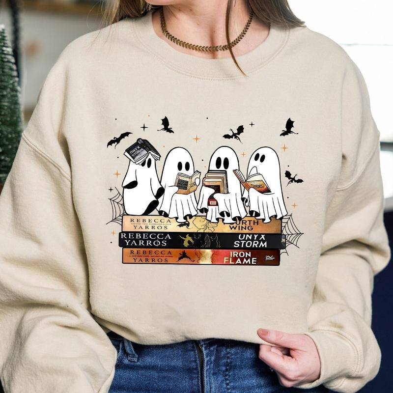 Fourth Wing Onyx Storm Ghost Shirt Fourth Wing Spooky Ghost Shirt Bookish Ghost Fourth Wing Halloween T-Shirts, Hoodie, Sweatshirt - T-Shirt, Sweatshirt, Hoodie