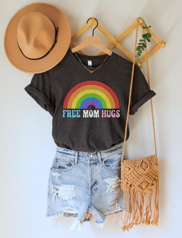 Free Mom Hugs Shirt Pride Month LGBTQ Mom LGBT Ally Protect Trans Top Rainbow Pride Gay Rights T-Shirts, Hoodie, Sweatshirt - T-Shirt, Sweatshirt, Hoodie