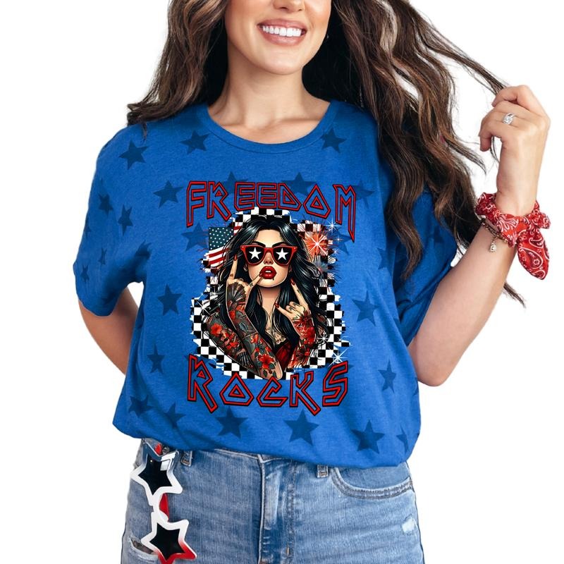Freedom Rocks Independent Day Star Womenswear Streetwear Summer Gothic Cotton T-Shirts, Hoodie, Sweatshirt - T-Shirt, Sweatshirt, Hoodie