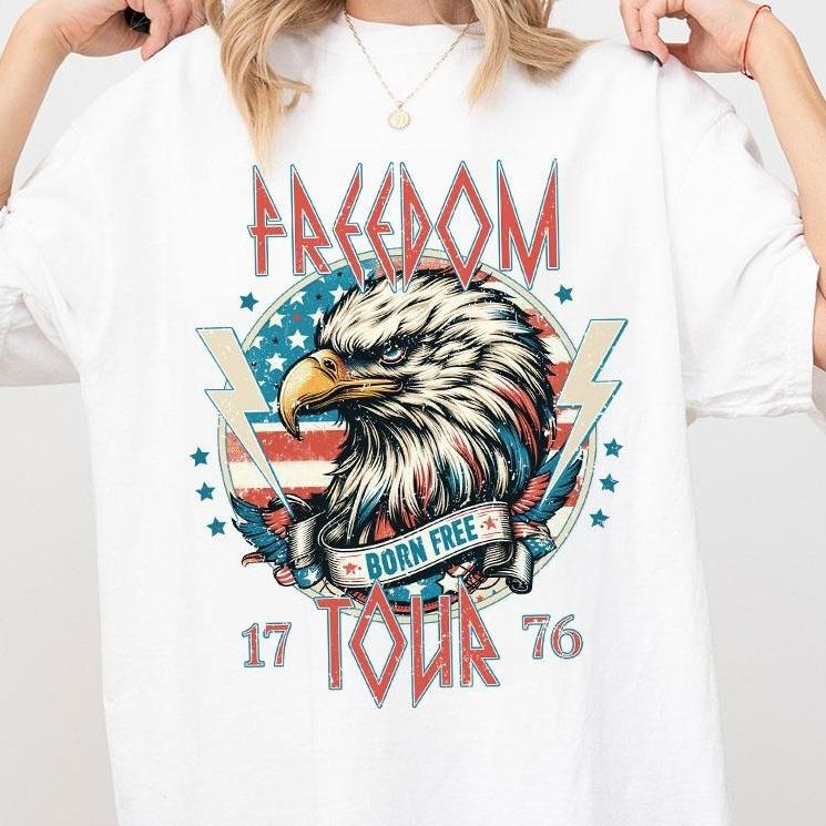 Freedom Tour Eagle American Shirt Retro 4th July Shirt Red White Blue America Shirt Fourth July Shirt Independence Day Comfort USA 1776 Shirt Patriotic 4th July Shirt Parade Outfits Top T-Shirts, Hoodie, Sweatshirt - T-Shirt, Sweatshirt, Hoodie