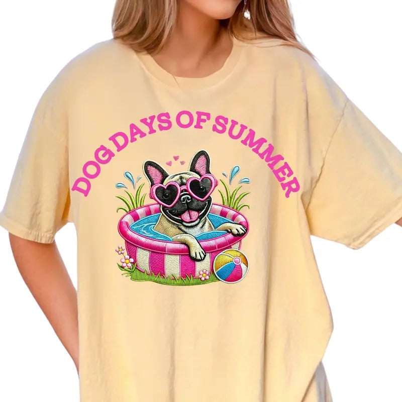French Bulldog Dog Days Summer Shirt ~ Relaxed Fit Printed USA Womenswear Casual Comfort Cotton Top Athletic Boho Chic T-Shirts, Hoodie, Sweatshirt - T-Shirt, Sweatshirt, Hoodie