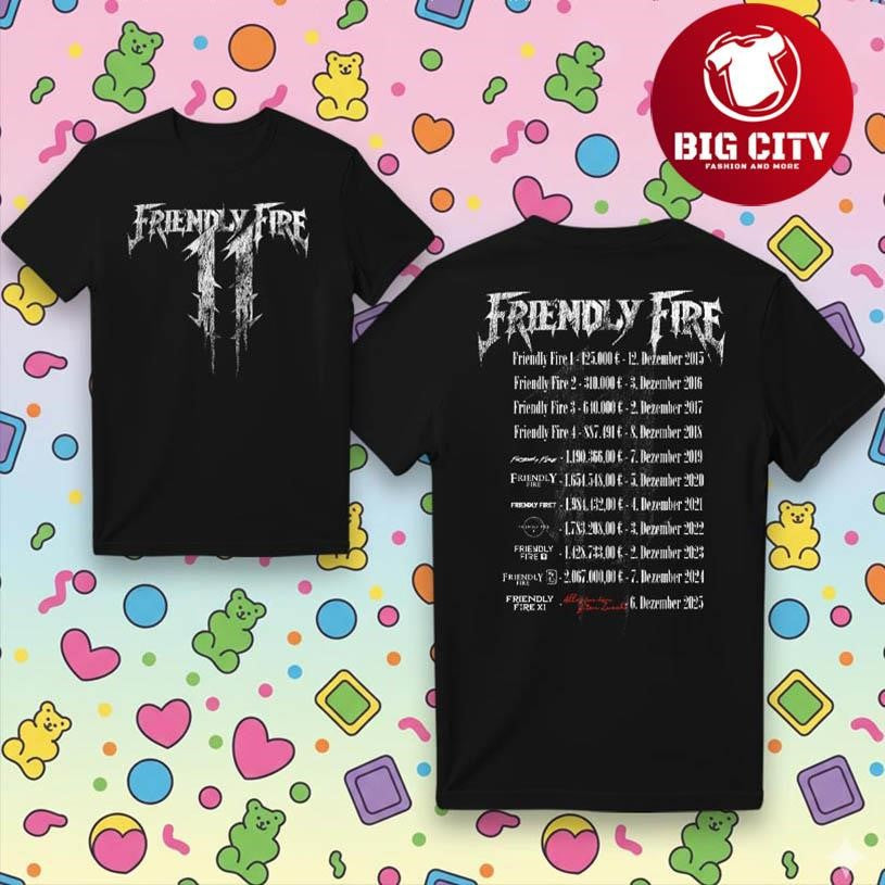 Friendly Fire Tour 2025 Two Sided Shirt Unisex T-shirt, Sweatshirt, Hoodie, Long Sleeve Tee - T-Shirt, Sweatshirt, Hoodie