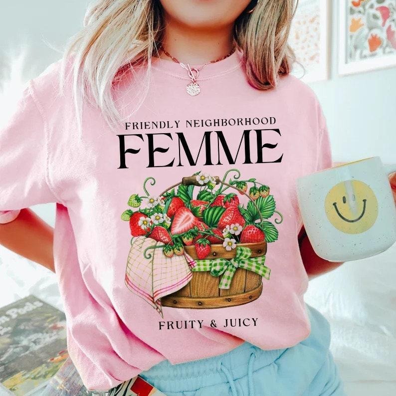 Friendly Neighborhood Femme Fruity Shirt Subtle Lesbian Shirt Femme Lesbian Lesbian Pride Subtle LGBT Sapphic Shirt T-Shirts, Hoodie, Sweatshirt - T-Shirt, Sweatshirt, Hoodie