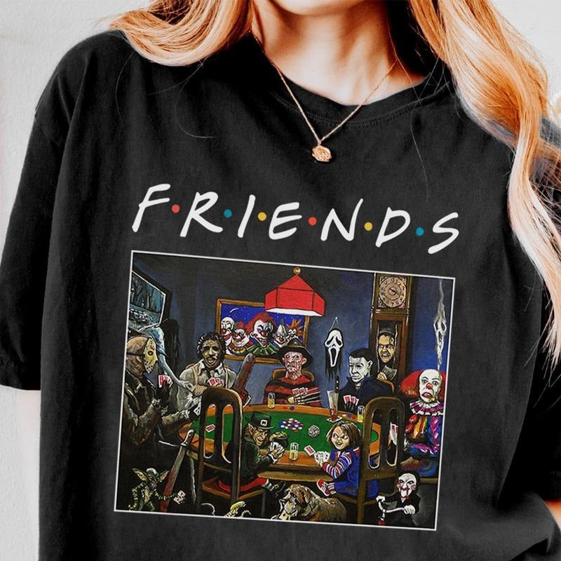 Friends Horror Team Playing Cards Halloween Jason Voorhees Michael Myers Lovers Horror Halloween Shirt T-Shirts, Hoodie, Sweatshirt - T-Shirt, Sweatshirt, Hoodie