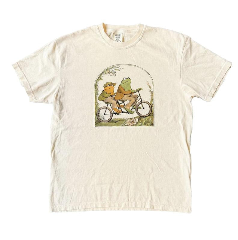 Frog Riding Bike 90s Vintage Toad Shirt Retro Book Lovers Shirt Cute Frog Funny Classic Shirt Cotton T-Shirts, Hoodie, Sweatshirt - T-Shirt, Sweatshirt, Hoodie