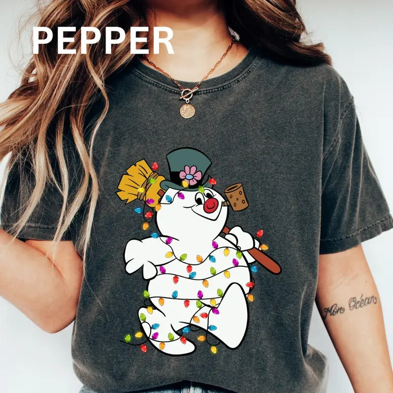 Frosty Snowman Shirt Shirt Comfort Colors Shirt (COMFORT COLORS CASUAL SHIRT SHIRT) Cotton Fabric Womenswear Top Printed T-Shirts, Hoodie, Sweatshirt - T-Shirt, Sweatshirt, Hoodie
