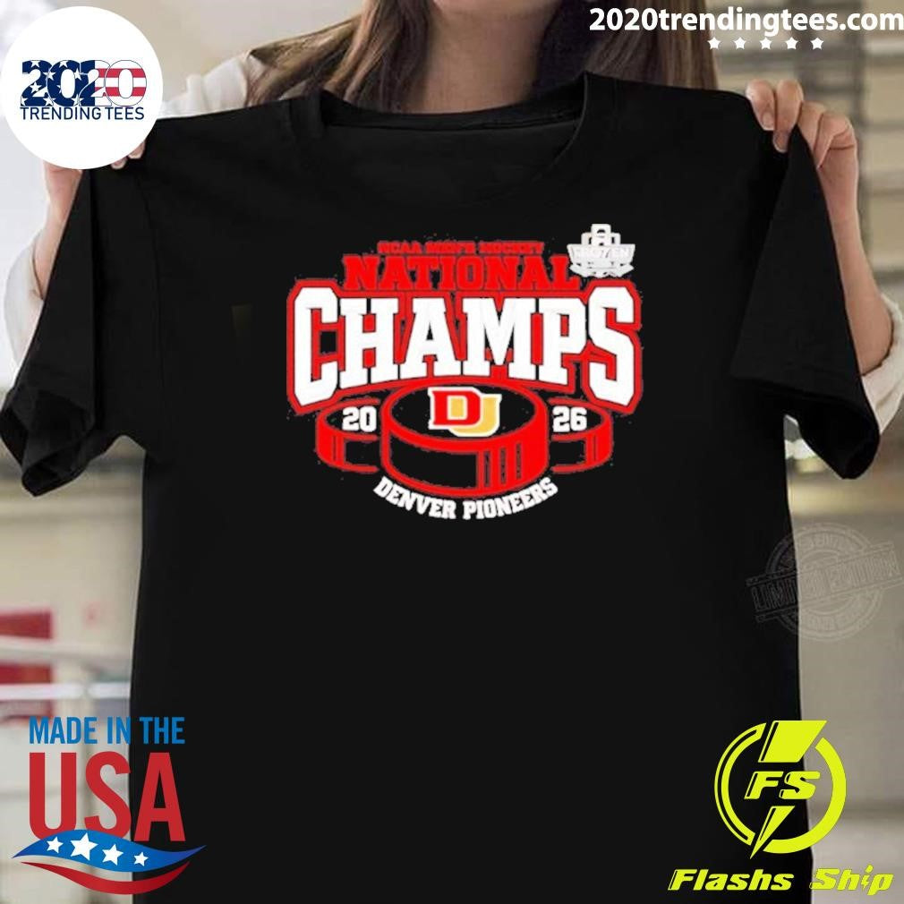 Frozen Four Mens Ice Hockey National Champions 2026 Denver Pioneers Shirt Unisex T-shirt, Sweatshirt, Hoodie, Long Sleeve Tee - T-Shirt, Sweatshirt, Hoodie