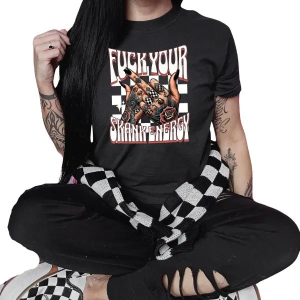 Fu$K Your Skanky Energy Tie Dye Black Punk Alt Grunge Goth Skeleton T-Shirts, Hoodie, Sweatshirt - T-Shirt, Sweatshirt, Hoodie