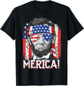 Funny 4th July Shirts Lincoln 4th July Merica American Flag Menswear Top Casual Cotton Basic T-Shirts, Hoodie, Sweatshirt - T-Shirt, Sweatshirt, Hoodie