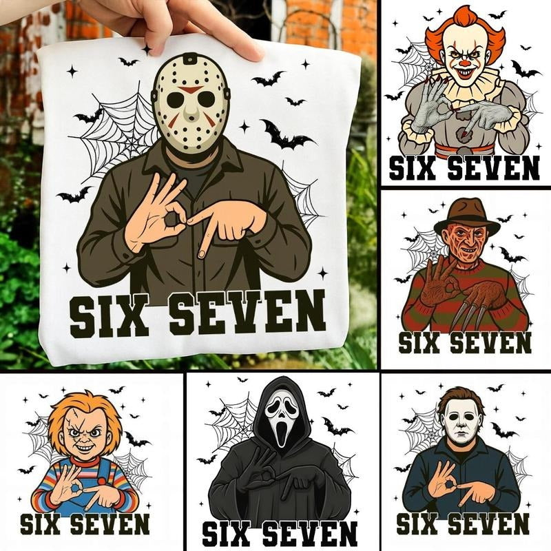 Funny 67 Halloween Characters Bundle Shirt Six Seven Shirt Six Seven Meme Pumpkin Spooky Season Halloween Shirt T-Shirts, Hoodie, Sweatshirt - T-Shirt, Sweatshirt, Hoodie