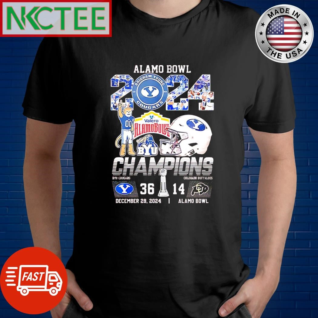 Funny Alamo Bowl 2024 Brigham Young Cougars Champions BYU 36-14 Colorado Buffaloes shirt Unisex T-shirt, Sweatshirt, Hoodie, Long Sleeve Tee - T-Shirt, Sweatshirt, Hoodie