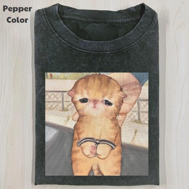 Funny Animal Vintage Cat Detained Animal Shirt Meme Cringe Funny Shirt Menswear Womenswear Streetwear Cotton Comfort T-Shirts, Hoodie, Sweatshirt - T-Shirt, Sweatshirt, Hoodie
