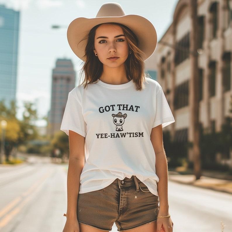 Funny Autism Shirt Autistic Retro Happy Cowboy Humor Vintage Cute Short Sleeve Got That Yee Haw 'Tism T-Shirts, Hoodie, Sweatshirt - T-Shirt, Sweatshirt, Hoodie