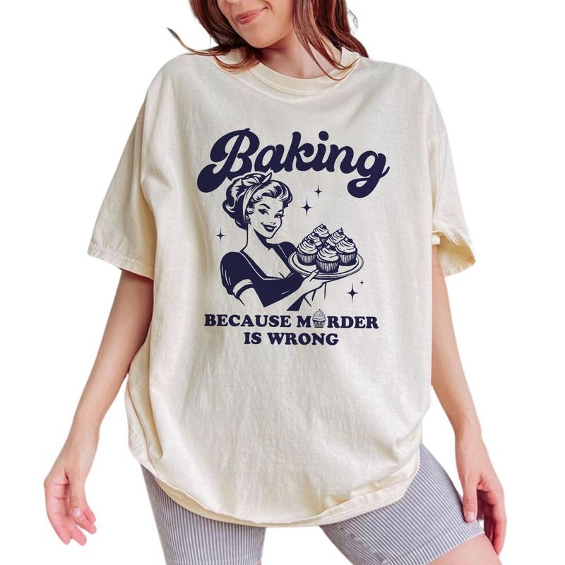 Funny Baking Vintage Mom Baker Vintage Wake Bake Mama Unhinged Shirts Sarcastic Mom Baking Comfy Tops Womenswear Cotton Fabric Relaxed Fit Chic T-Shirts, Hoodie, Sweatshirt - T-Shirt, Sweatshirt, Hoodie