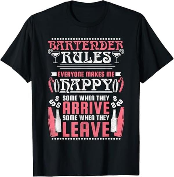 Funny Bar Shirts Bartender Rules Funny Bartending Menswear Top Funny Shirts Night Out Casual Classic T-Shirts, Hoodie, Sweatshirt - T-Shirt, Sweatshirt, Hoodie