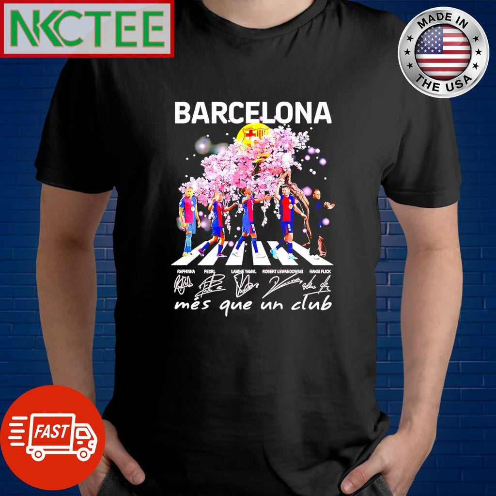 Funny Barcelona mes que un club Signatures Abbey Road Shirt Unisex T-shirt, Sweatshirt, Hoodie, Long Sleeve Tee - T-Shirt, Sweatshirt, Hoodie