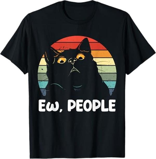 Funny Cat Shirts Ew People Funny Black Cat Lover Fun Cat Saying Menswear Top T-Shirts, Hoodie, Sweatshirt - T-Shirt, Sweatshirt, Hoodie