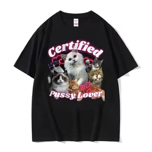Funny Certified Cute Cat Lover Meme Vintage Shirt Short Sleeve Summer Casual Cotton Tops T-Shirts, Hoodie, Sweatshirt - T-Shirt, Sweatshirt, Hoodie