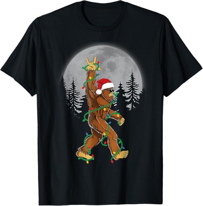 Funny Shirt Bigfoot Santa Tree Lights Funny Xmas Sasquatch Menswear Top T-Shirts, Hoodie, Sweatshirt - T-Shirt, Sweatshirt, Hoodie