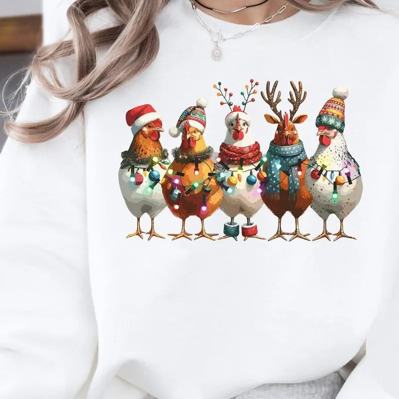 Funny Cute Chickens Xmas Farm Cute Chicken Cute Xmas Cozy Chicken T-Shirts, Hoodie, Sweatshirt - T-Shirt, Sweatshirt, Hoodie