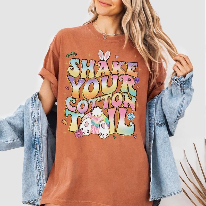 Funny Easter Shirt Shake Your Cotton Tail Retro Tie Dye Bunny Cute Easter T-Shirts, Hoodie, Sweatshirt - T-Shirt, Sweatshirt, Hoodie