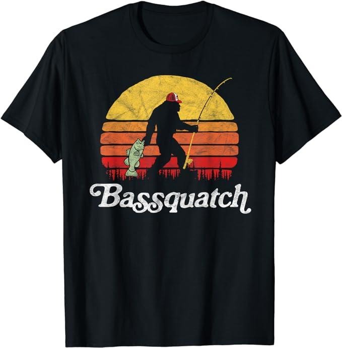 Funny Fishing Shirts Funny Bigfoot Fishing Outdoor Retro Cotton Casual Classic T-Shirts, Hoodie, Sweatshirt - T-Shirt, Sweatshirt, Hoodie