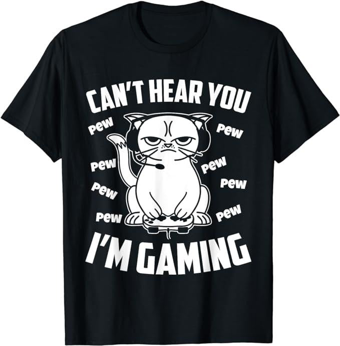 Funny Gamer Shirts Gamers Can'T Hear You I'M Gaming Funny Gamer Cat Menswear Top Casual Classic T-Shirts, Hoodie, Sweatshirt - T-Shirt, Sweatshirt, Hoodie