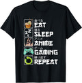 Funny Gamer Shirts Gamers Eat Sleep Anime Gaming Repeat Kawaii Otaku Anime Manga Menswear Top Casual Classic T-Shirts, Hoodie, Sweatshirt - T-Shirt, Sweatshirt, Hoodie