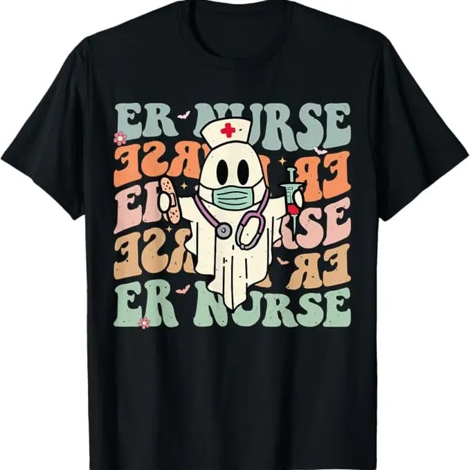 Funny Halloween Shirts Groovy Emergency Room Nurse Funny Halloween Costume ER Nurse Menswear Available Size S 5XL T-Shirts, Hoodie, Sweatshirt - T-Shirt, Sweatshirt, Hoodie