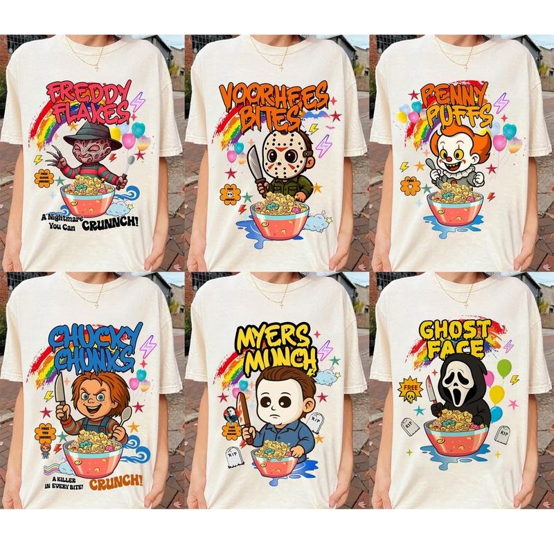 Funny Horror Character Cereal Halloween Shirt Funny Cereal K.Llers Shirt Horror Friends Halloween Movie Spooky Season T-Shirts, Hoodie, Sweatshirt - T-Shirt, Sweatshirt, Hoodie