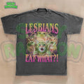 Funny Lesbian Cat Lesbians Eat What? Meme Ironic LGBTQ Kitty Queer Humor Retro 90s Gay Cat Mom T-Shirts, Hoodie, Sweatshirt - T-Shirt, Sweatshirt, Hoodie