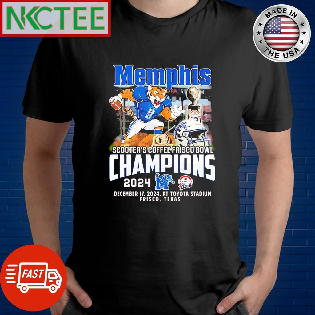 Funny Memphis Tigers Scooters Coffee Frisco Bowl Champions December 17 2024 shirt Unisex T-shirt, Sweatshirt, Hoodie, Long Sleeve Tee - T-Shirt, Sweatshirt, Hoodie