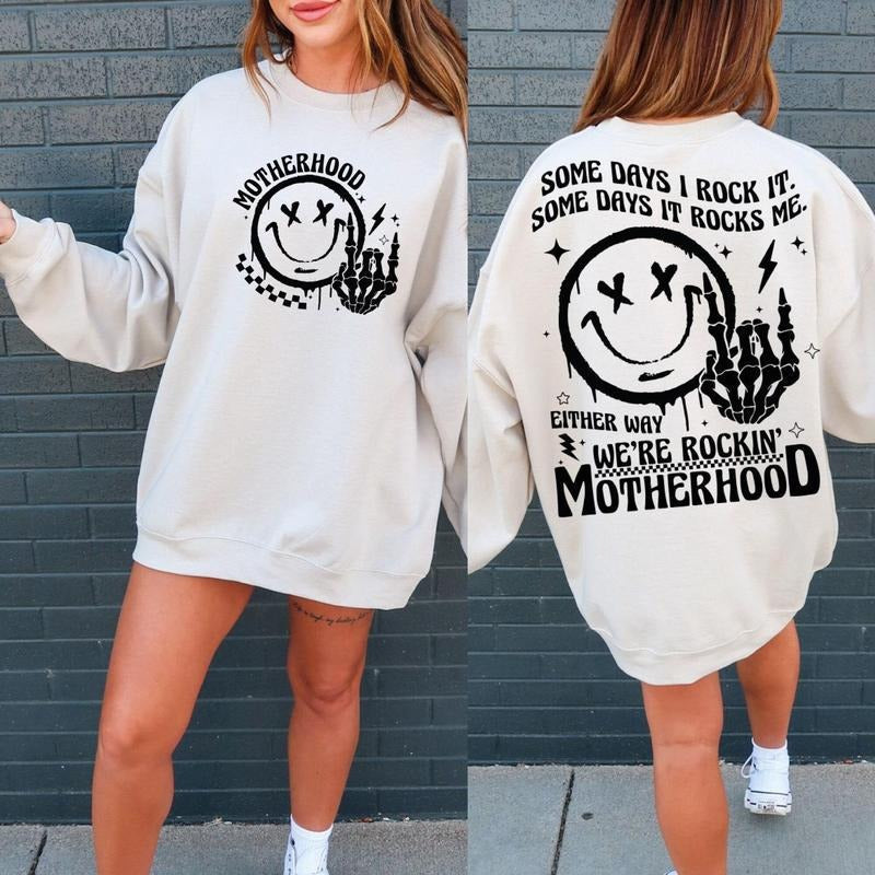 Funny Motherhood Shirt Rock Motherhood Funny Shirt Funny Mom Svg Mom Shirt Retro Mom Shirt Sarcastic Mom Front Back T-Shirts, Hoodie, Sweatshirt - T-Shirt, Sweatshirt, Hoodie