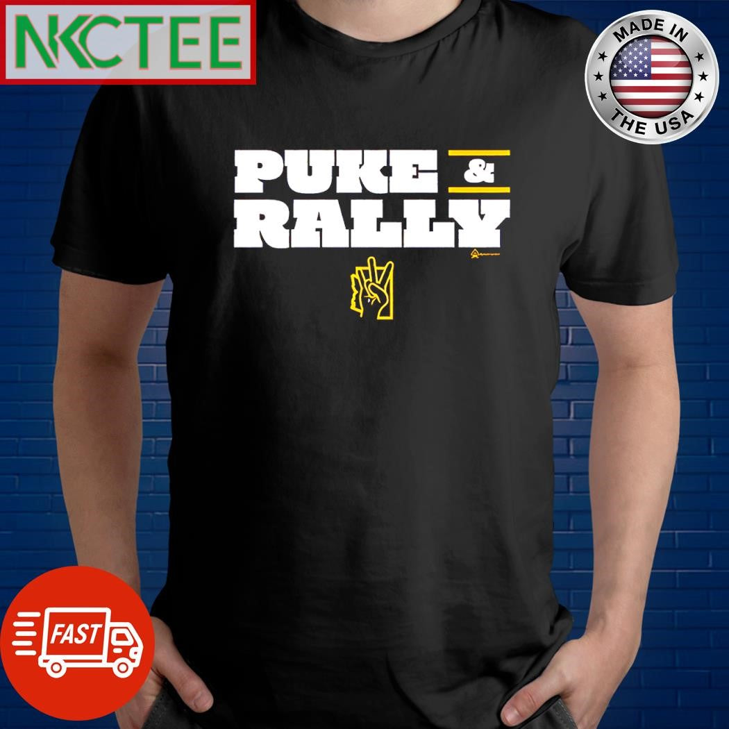 Funny Puke and Rally hand shirt Unisex T-shirt, Sweatshirt, Hoodie, Long Sleeve Tee - T-Shirt, Sweatshirt, Hoodie