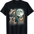 Funny Raccoon Shirt 3 Racoons Howling Moon Funny Casual Classic Cotton Fabric Vintage Raccoon T-Shirts, Hoodie, Sweatshirt - T-Shirt, Sweatshirt, Hoodie