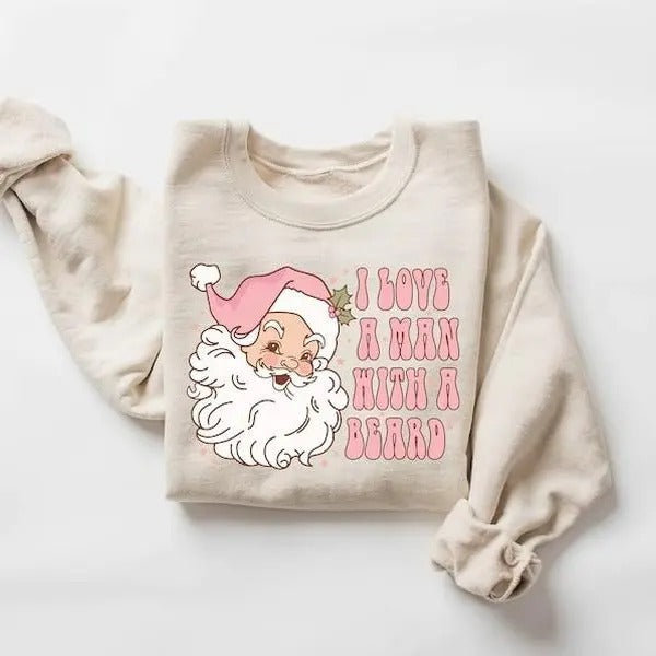 Funny Santa Beard Retro Pink Santa Cute T-Shirts, Hoodie, Sweatshirt - T-Shirt, Sweatshirt, Hoodie