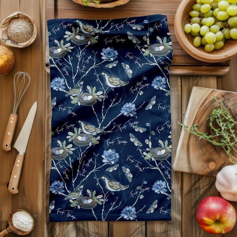 Funny Subtle F Trump Chinoiserie French Toile Tea Towels Anti Trump Kitchen Decor Housewarming Cotton Poly Blendstyle{N002}3 T-Shirts, Hoodie, Sweatshirt - T-Shirt, Sweatshirt, Hoodie