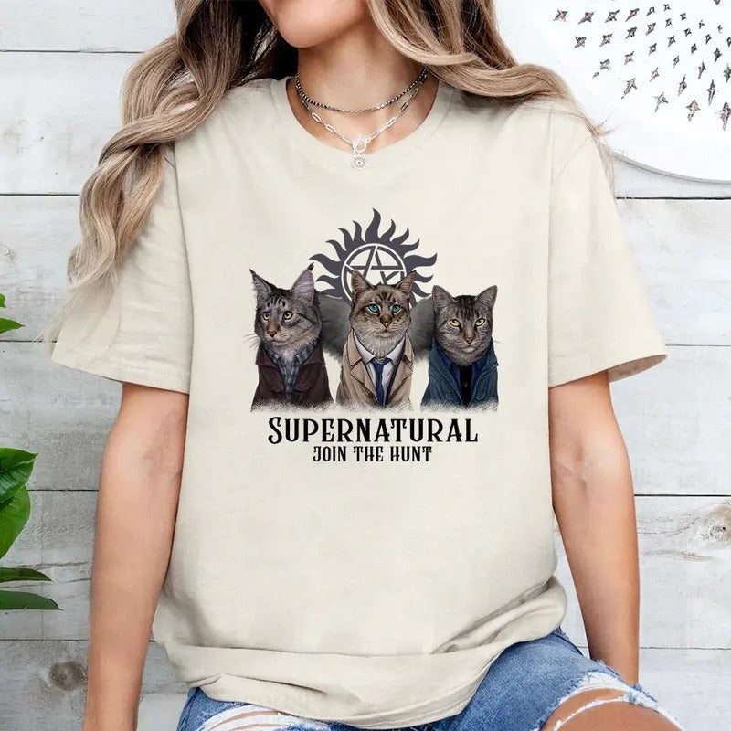 Funny Supernatural Cat Supernatural Vintage Woman Man T-Shirts, Hoodie, Sweatshirt - T-Shirt, Sweatshirt, Hoodie