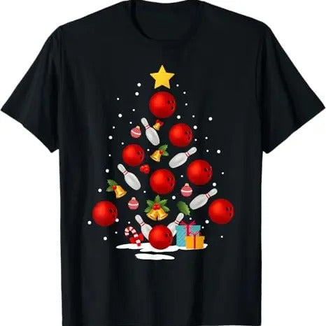 Funny Xmas Family Funny Bowling Tree Lights Xmas Menswear Top T-Shirts, Hoodie, Sweatshirt - T-Shirt, Sweatshirt, Hoodie