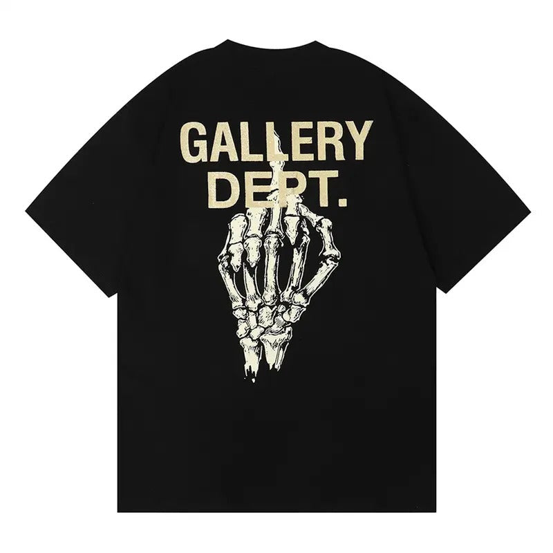 Gallery Dept Skull Hand Bone Finger Car Letter Slogan Short Sleeved Loose Casual Half Sleeved Round Neck Hip Hop Menswear Underwear Human Tropical - T-Shirt, Sweatshirt, Hoodie