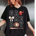 Game Day Baseball Bow Shirt Coquette Baseball Shirt Game Day Shirt Baseball Mom Baseball Baseball Season Baseball Shirt Sports Shirt T-Shirts, Hoodie, Sweatshirt - T-Shirt, Sweatshirt, Hoodie