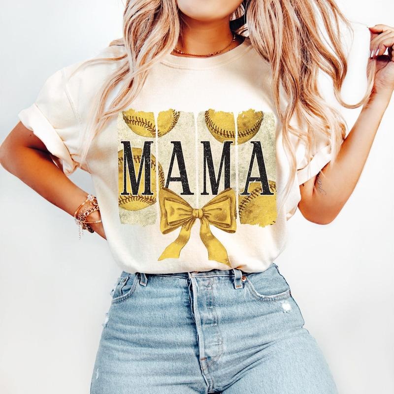 Game Day Softball Coquette Shirt Softball Bow Mama Softball Mom Brushstroke Cotton T-Shirts, Hoodie, Sweatshirt - T-Shirt, Sweatshirt, Hoodie