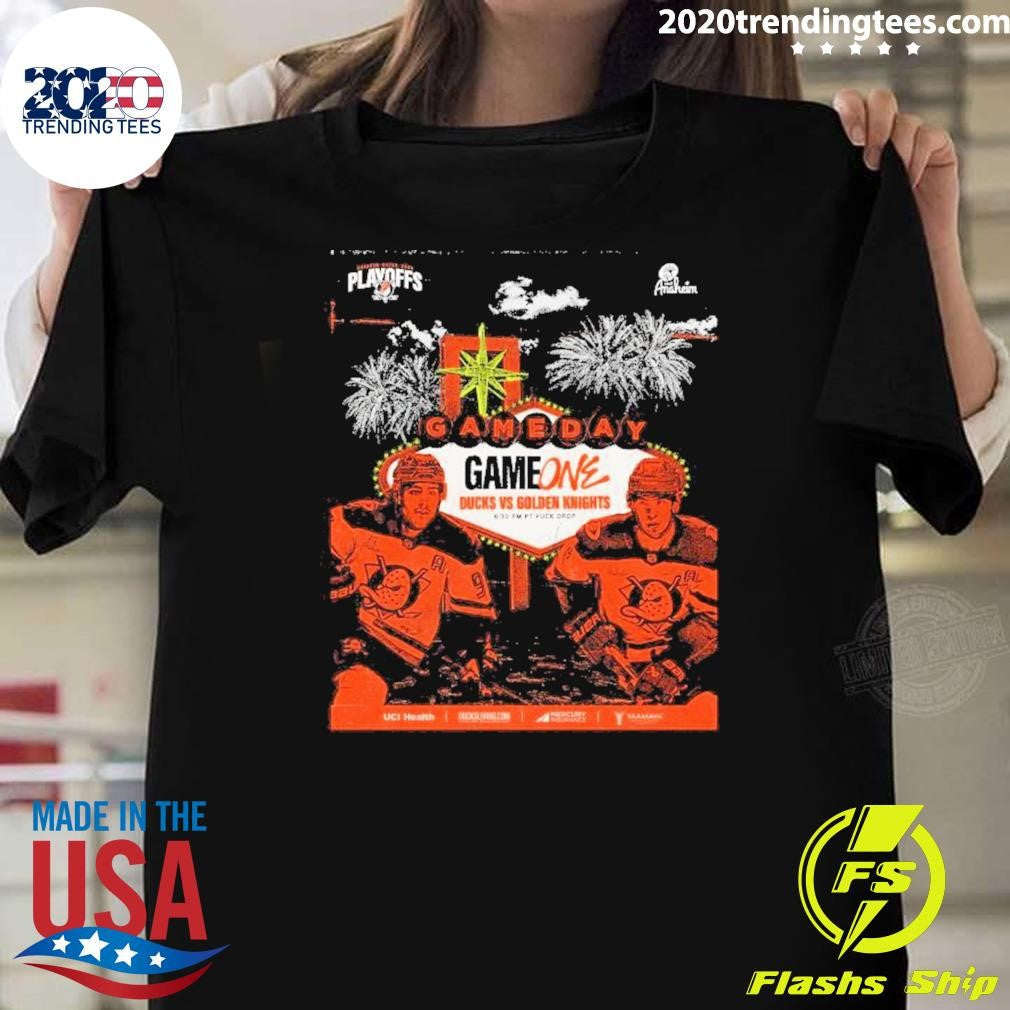 Gameday Round 2 Game One Vegas Golden Knights Vs Anaheim Ducks Shirt Unisex T-shirt, Sweatshirt, Hoodie, Long Sleeve Tee - T-Shirt, Sweatshirt, Hoodie
